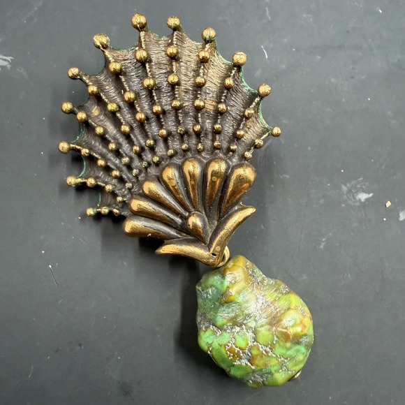 RARE Stephen Dweck 2.5" Bronze Sterling Silver Turquoise Clip-On Earrings - Picture 2 of 6